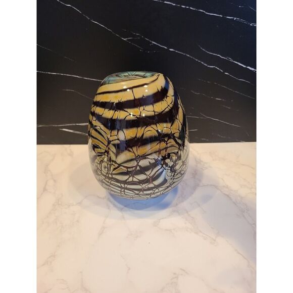 Charles Charlie Keeling CJK 2005 Iridescent Studio Art Glass Vase Signed EUC - Picture 12 of 13